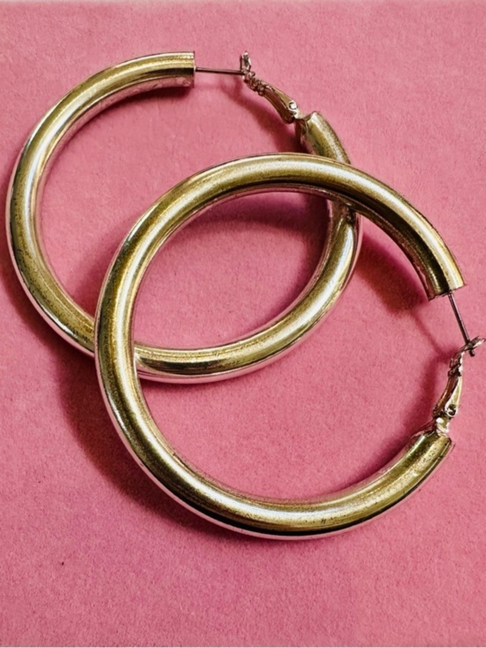 Silver Tone Chunky Hoop Earrings